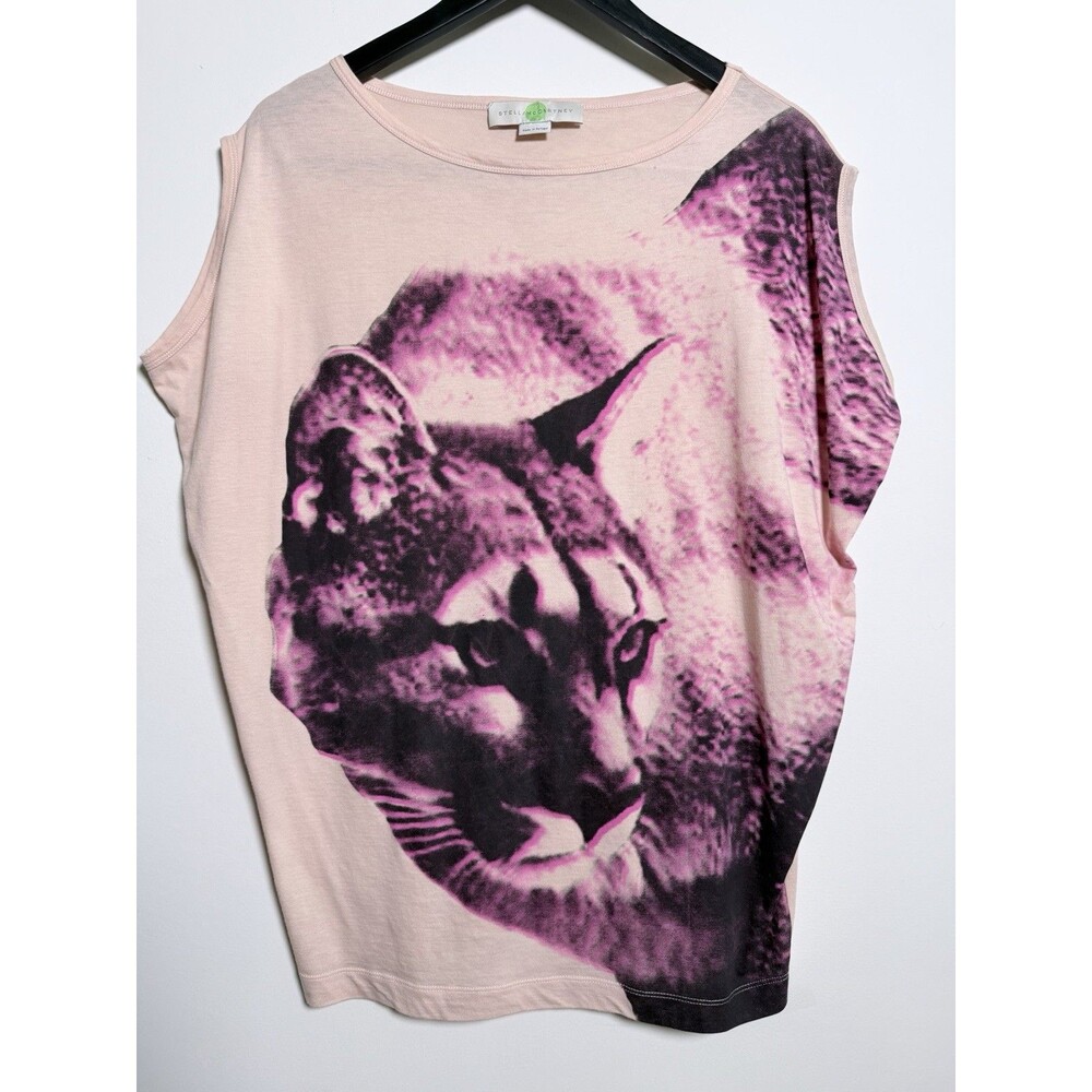 Stella McCartney Pink Lynx Graphic Tunic Top 44 Cotton Oversized Tee Portugal - Picture 5 of 16